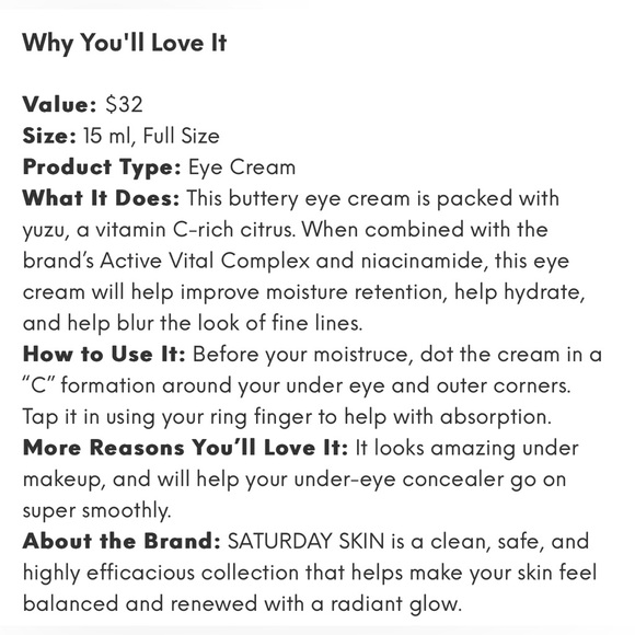 $9 SATURDAY SKIN EYE CREAM. NEW IN BOX. $9 if bundled - Picture 2 of 5
